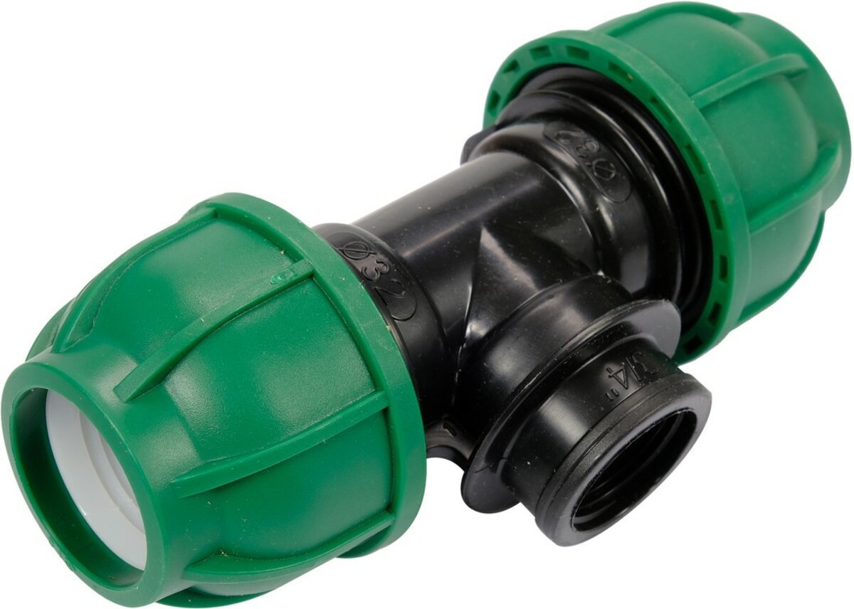 FLO Трійник сполучний водяних пластикових труб 32 мм- 3/4"- 32 мм поліпропіленовий, для тиску 1 MPa 