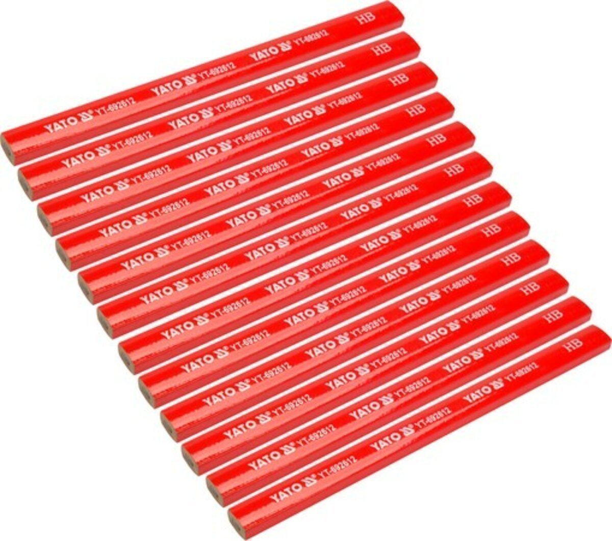 YATO Олівці столярні з твердістю HB YATO: L= 175х 5х 2 мм. 12 шт, в деревяній червоній оболонці  | Y