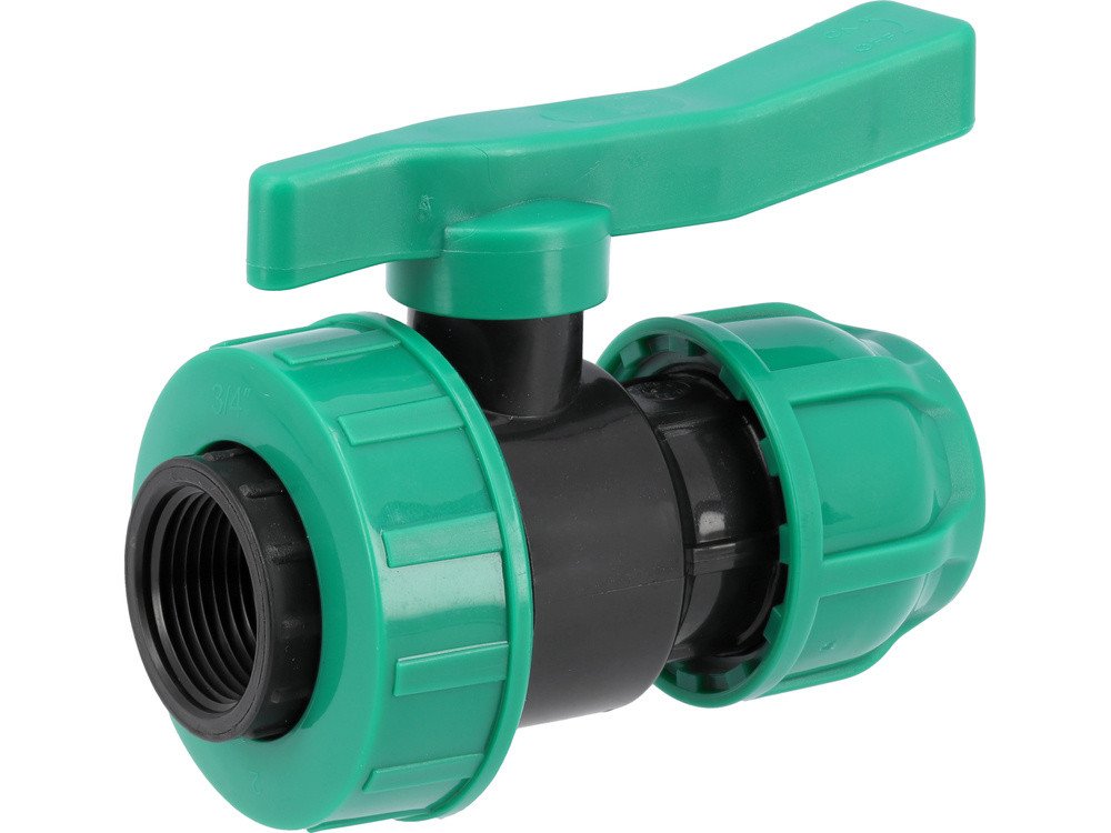 Кран кульовий до водяних пластикових труб  Ø= 25мм Х 3/4" F-різьб FLO з поліпропіл, для тиску 16 Bar