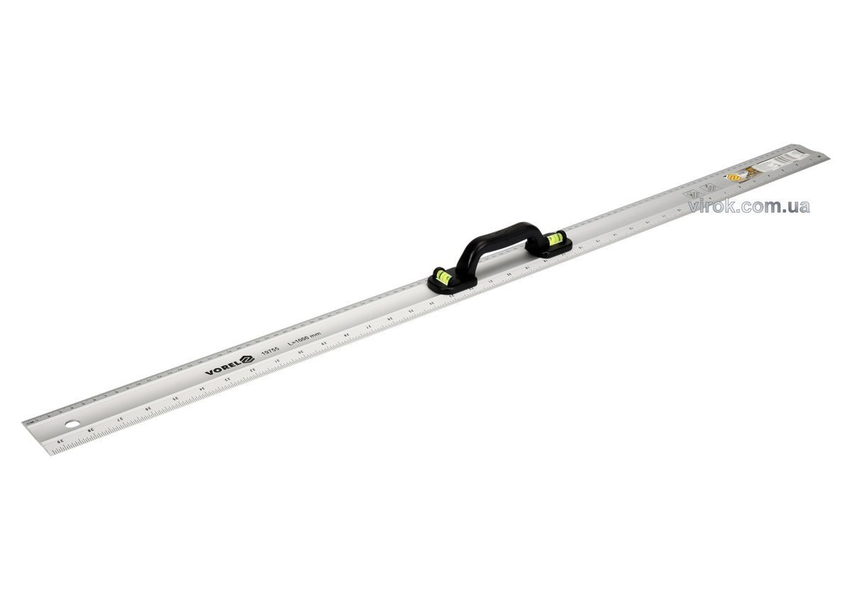 VOREL Лінійка алюмінієва з пластиковим тримачем , l= 1 м, w= 60 мм і 2 капсули  | 19755