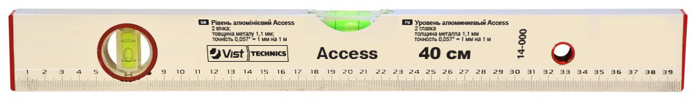14-003-1 Уровень алюминиевый Access, 2 глазка, 100 см Technics 