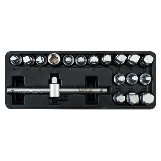 YATO Ключі для зливної пробки YATO на кв. 3/8", кпл. Набір 18 шт., h= 10 мм  | YT-0599