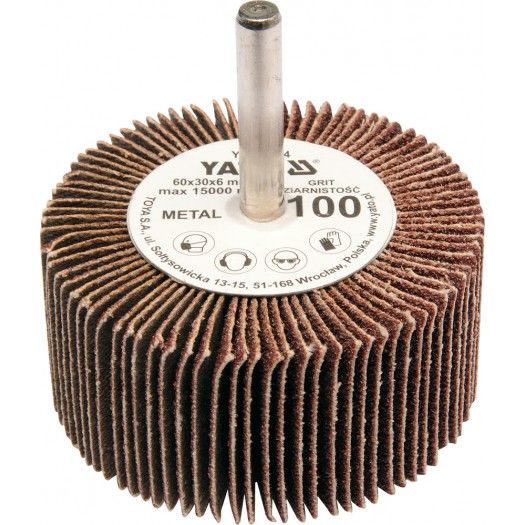 YATO Круг пелюстковий шліфувальний YATO : подовжений Ø= 60 мм К80, шпиндель Ø= 6 мм, H= 30 мм  | YT-