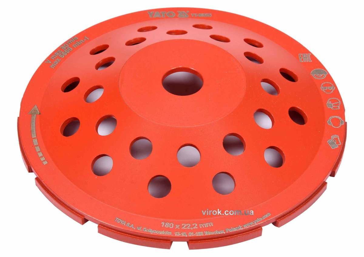 YATO Диск шліфувальний алмазний YATO : 180 х 22.2 мм, 6600 об/хв, M14  | YT-60323