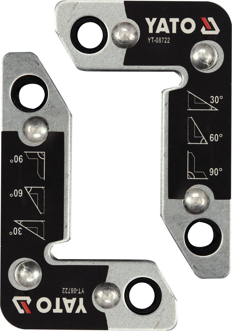 YATO Кутники магнітні для зварювання YATO: кут: 30°, 60°, 90°, сталеві, сила утримування- 25 кг, 2шт