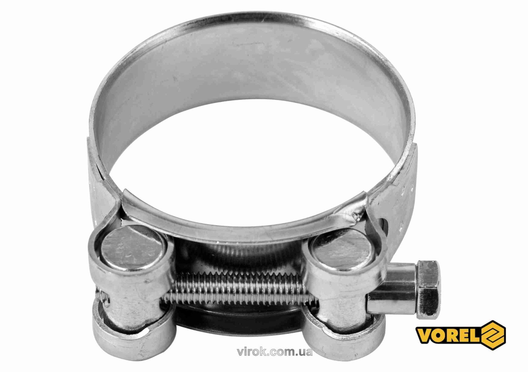 VOREL Хомут сталевий, з гвинтовим затискачем GBS W1 : Ø= 52-55/ 22 мм, оцинкований  | 73799