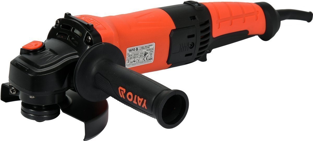 YATO Шліфмашина кутова мережева YATO: Ø=125мм, P=1400Вт, регулятор. 3000-11000 об/хв(вузька ручка)  