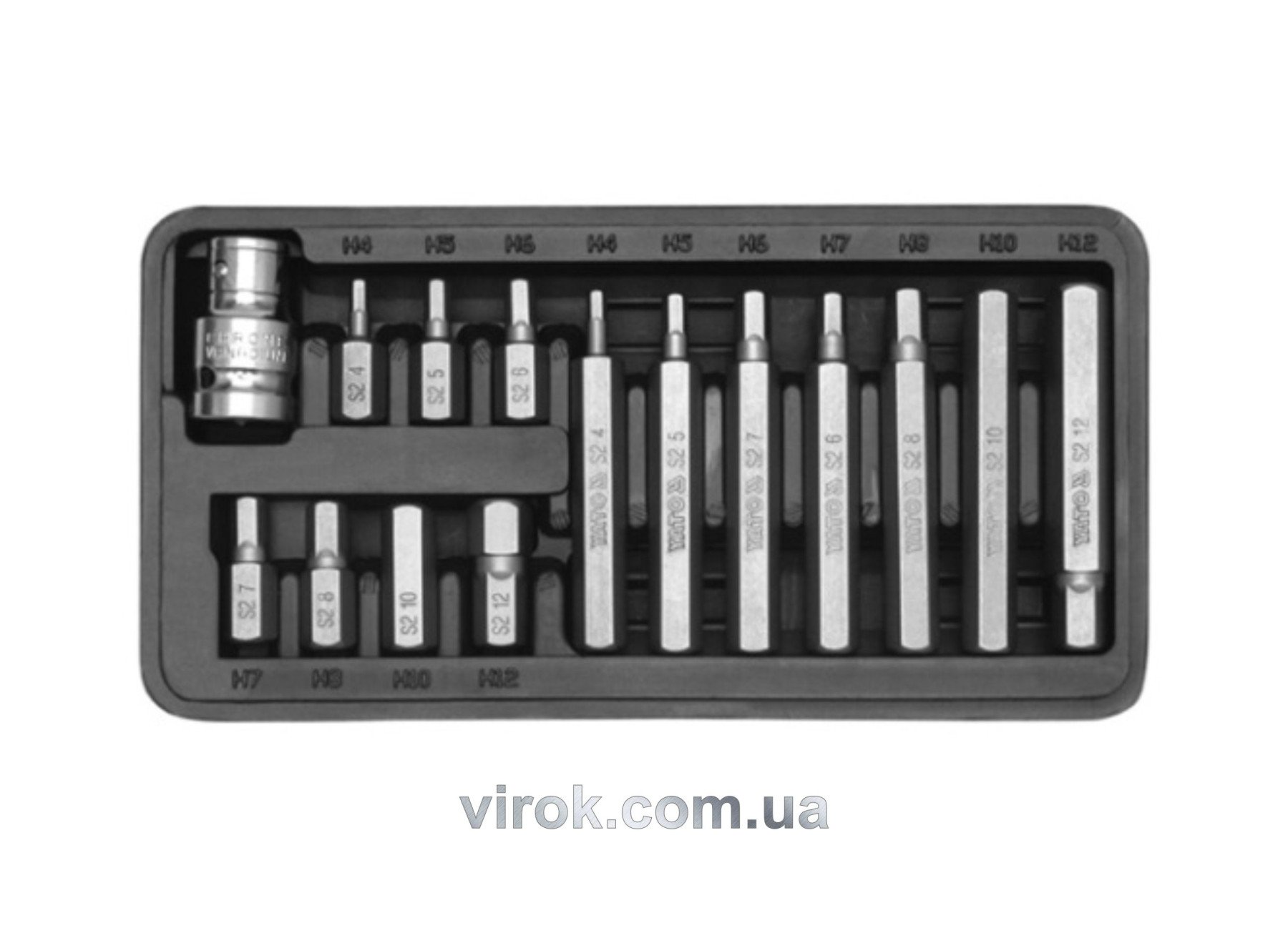 YATO Набір насадок викруткових YATO : "HEX", L= 30, 75 мм, адаптер 1/2", металевий кейс. 15 шт.  | Y