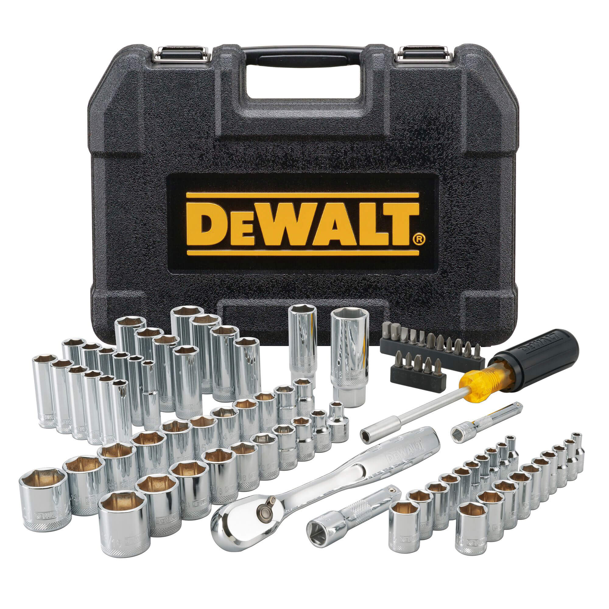 DeWALT Набір головок та біт, 1/4" та 3/8", 84 предмети.