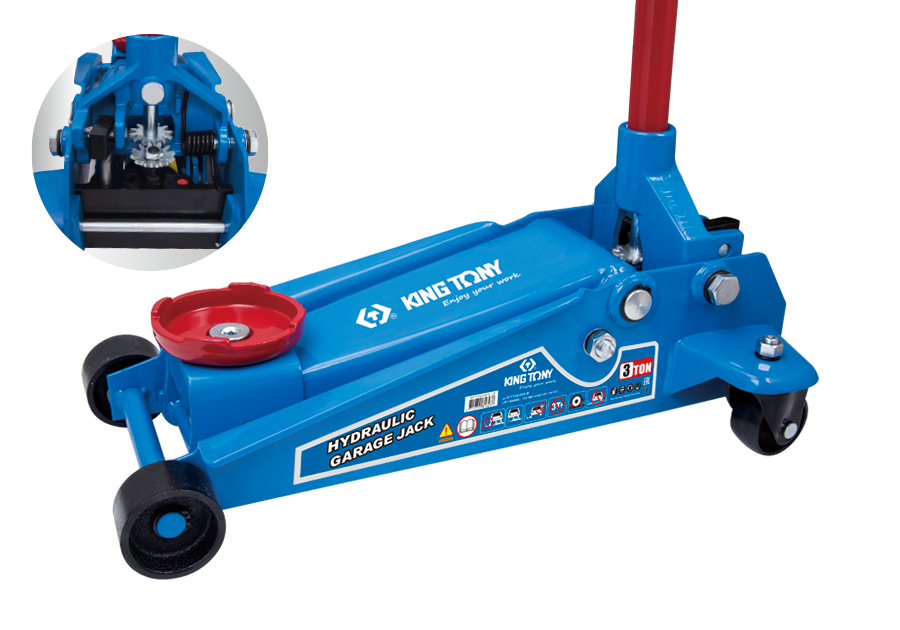 KING TONY Домкрат гидравлический подкатной 3т профессиональный (H: 130-465 MM) | 9TY132-03A-B