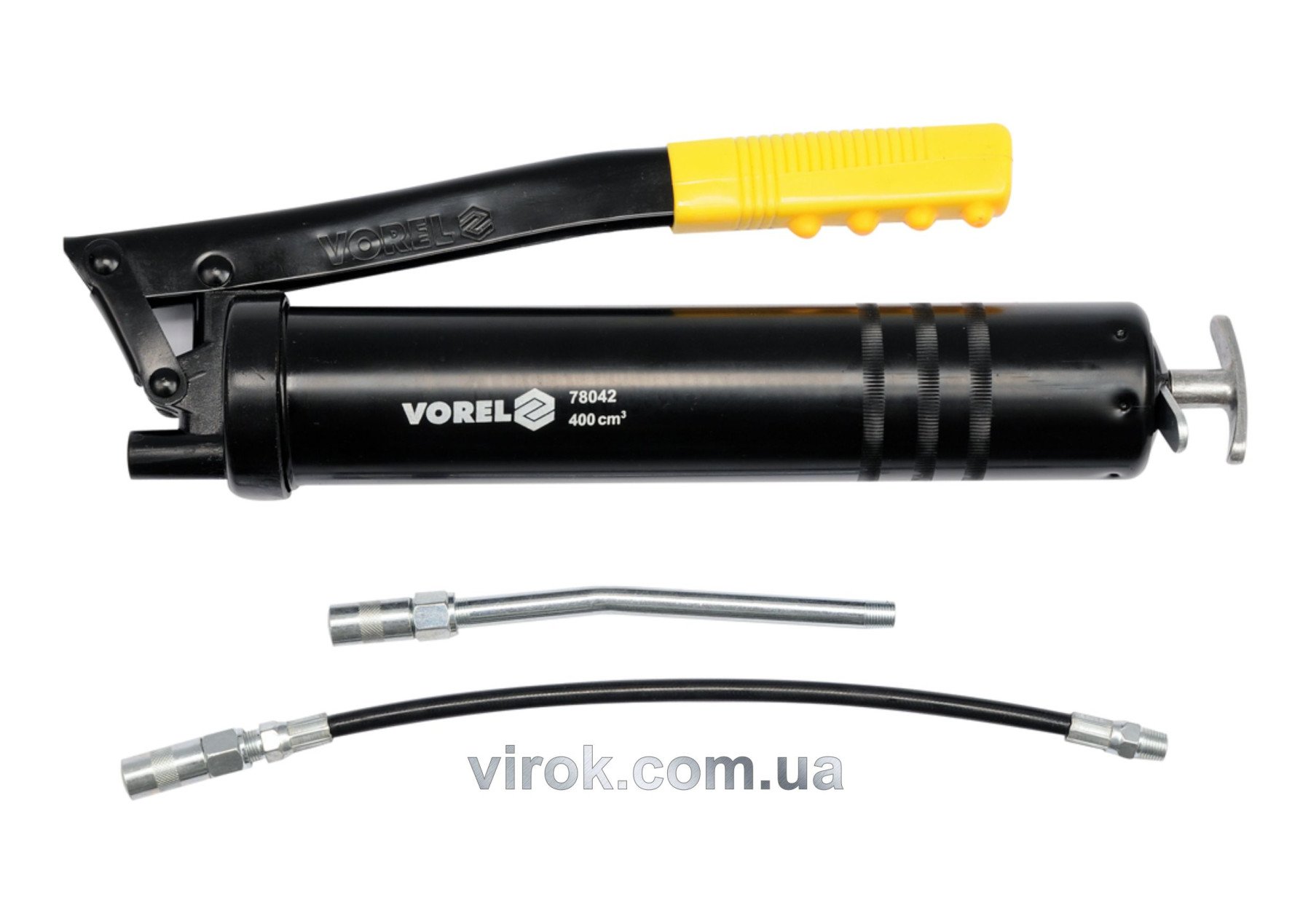 VOREL Шприц мастильний , V= 400 см³, 41-69 MPa з гнучкою і жорсткою трубками  | 78042