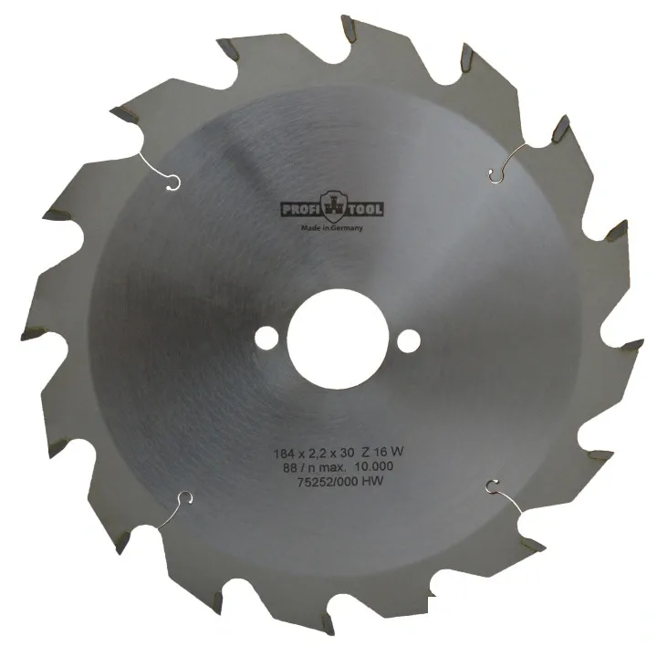 Диск пильный по дереву 184х2.2х1.4х30 мм, Z=16, форма зуба W (ATB), продольный рез PROFITOOL