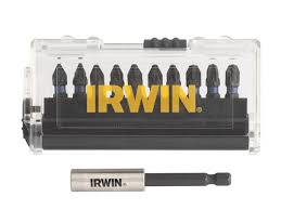 IRWIN Биты IMPACT PRO 1/4"/25мм, комплект 10шт: PZ1х2 / PZ2х5 / PZ3х2 + держатель, | IW6062503
