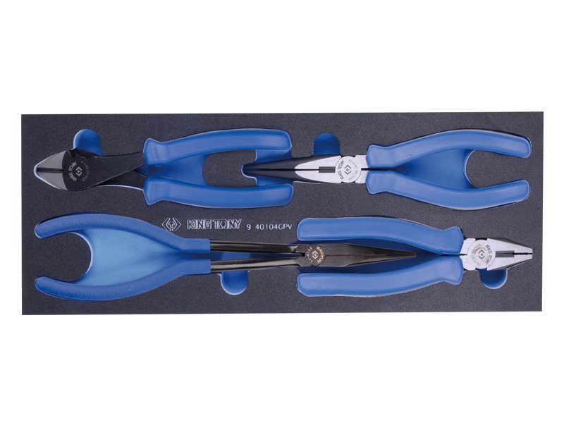 KING TONY Набор шарнирно-губцевого инструмента плоскогубцев и бокорезов, 4 пр. (EVA ложемент) | 9-40