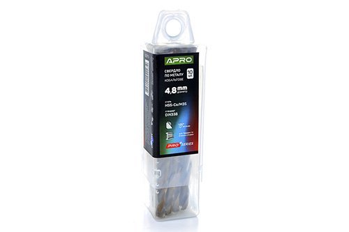 Сверло по металлу кобальтовое HSS-Co/M35 Ø4.8мм (тубус, кратно 10шт) PRO APRO