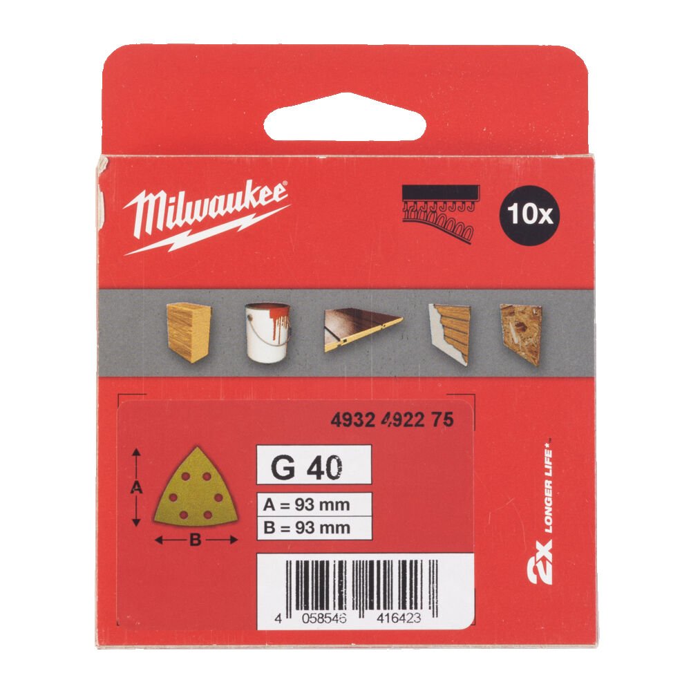 MILWAUKEE Шлифовальные листы премиум-класса HP 93 X 93 H&L GR 40 - 10 шт. | 4932492275