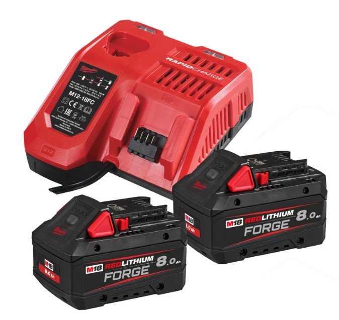 MILWAUKEE Енергокомплект, M18 FORGENRG-802 (+заряд.пристр. M12 - 18 FC, 2 акум.FORGE Х 8.0Аг)