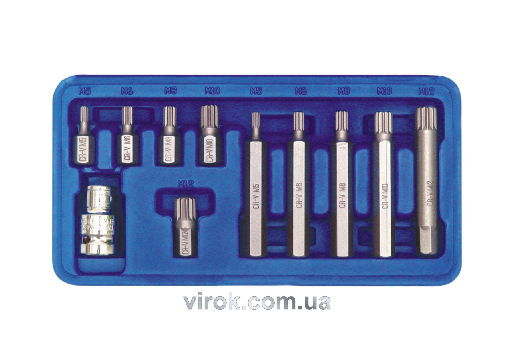 VOREL Насадки викруткові (біта) Cr-V. на тріщатку "Spline" 1/2", в пластм. фут. Набір 11шт. | 66770