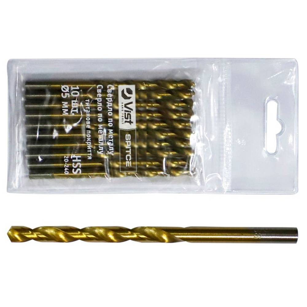 Свердло по металу НSS, з титановим покриттям, 4мм, 10шт Spitce | 20-230