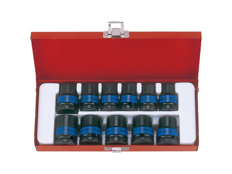 KING TONY Набор головок ударных 1/2" 11 ед. 6-ти гранные, 10-21 мм | 4412MP
