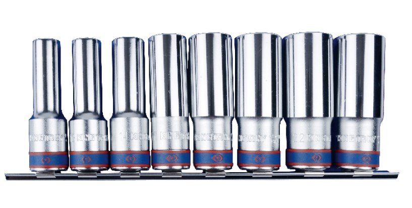 KING TONY Набор головок 1/2" 8 ед. 6-ти гранные,длинные (12-23mm) на паланке | 4308MR10