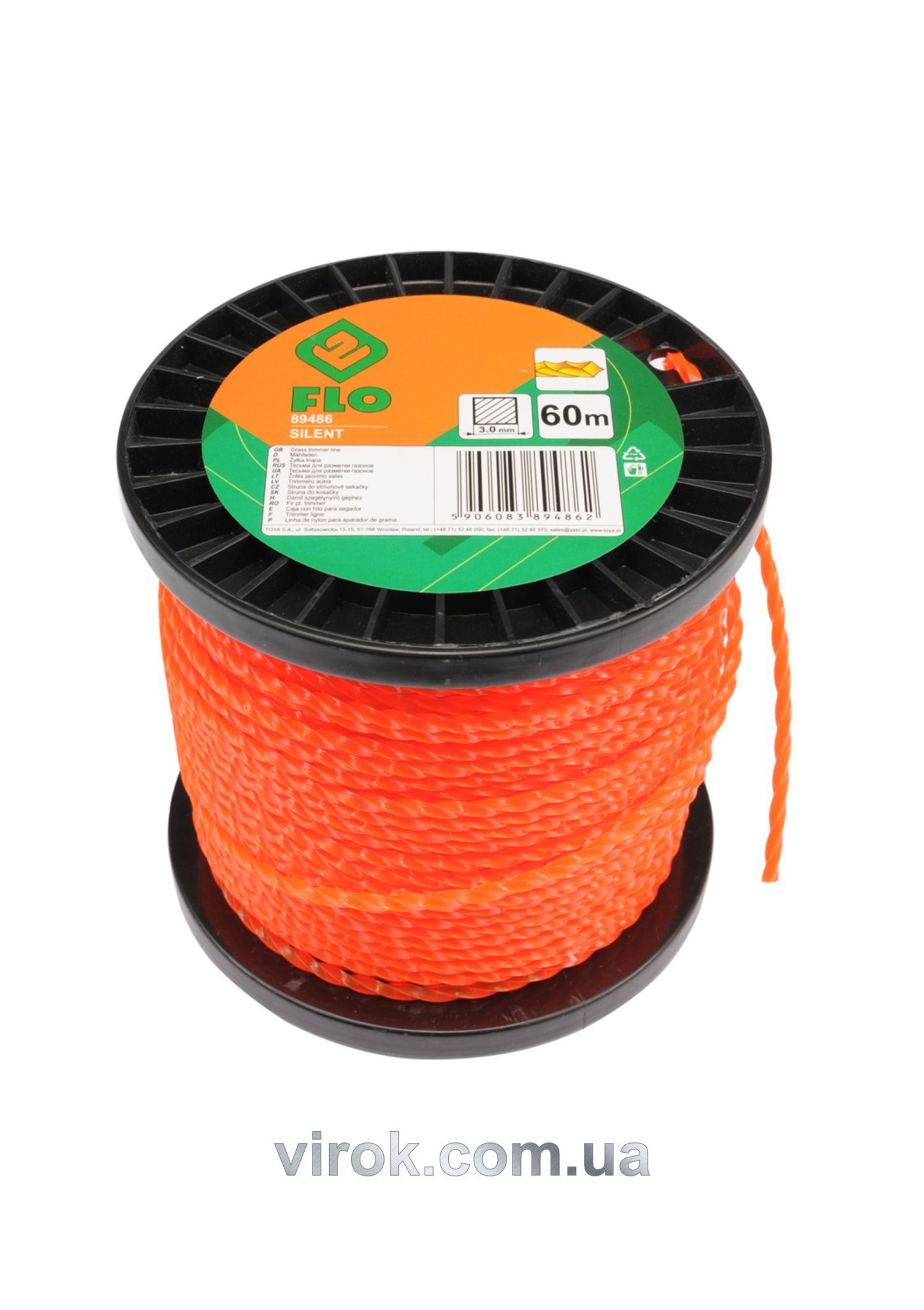 FLO Жилка для тримера квадрат кручений : 3 мм х 60 м (бобіна)  | 89486
