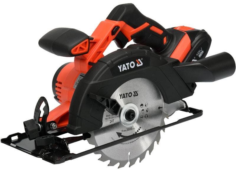 YATO Пила дискова ручна акумуляторна YATO Li-Ion, 18В, 2АГод для диска Ø=165/16мм з зарядн. пристроє