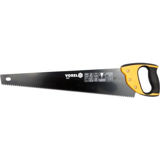 VOREL Ножівка по дереву : L= 500мм, W=1мм, Тефлонове покриття, 65Mn,Тверд. 50-54 HRC, 7 зуб./1"  | 2