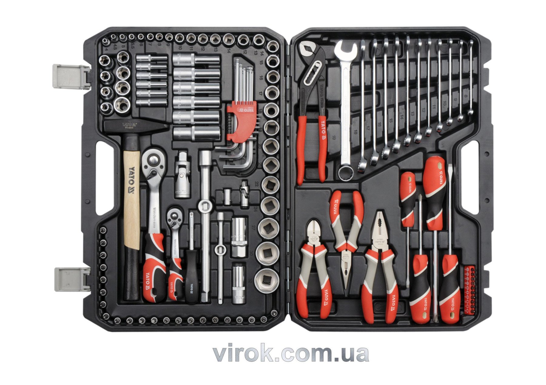 YATO Набір головок торцевих YATO : квадрат 1/2", 1/4" з інструментами, насадками. 122 шт.  | YT-3890