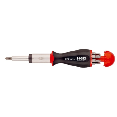 FELO Отвертка реверсивная магнитная с магазином для бит + 8 бит. // 37400405