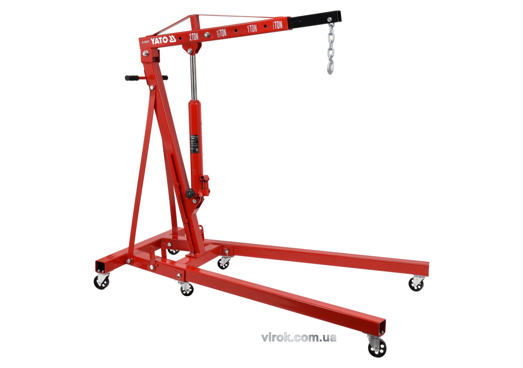 YATO Кран підкатний гідравлічний, розкладний YATO; вантажопід.- 2т, висота- 157 см, діап.- 2,5-230 с