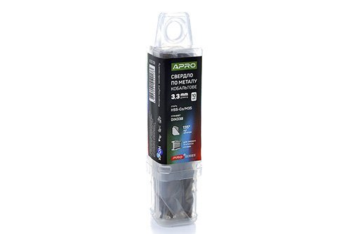 Сверло по металлу кобальтовое HSS-Co/M35 Ø3.3мм (тубус, кратно 10шт) PRO APRO