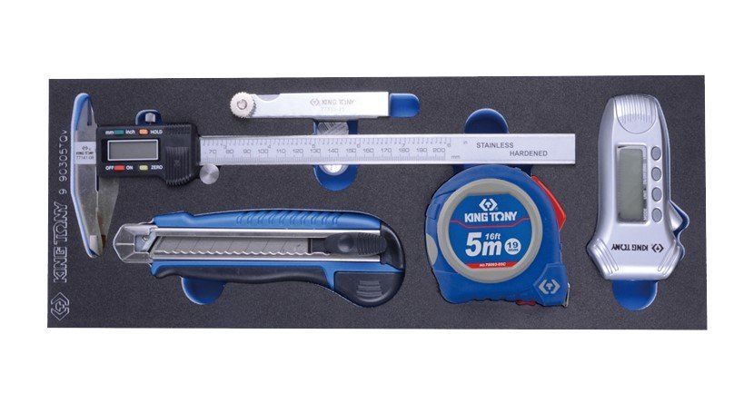 KING TONY Набор инструмента комбинированный измерительных ложемент, 5 предметов (EVA ложемент) | 9-9