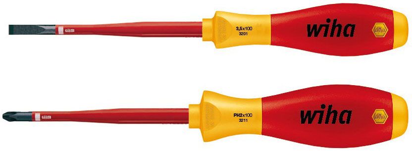 Wiha W36331 Набор отверток SoftFinish, диэлектрические, SlimFix 2 предмета SL 3,5x100, PH 2x100