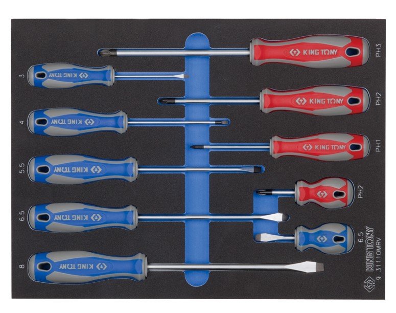 KING TONY Набор отверток, ложемент, 10 предметов (EVA ложемент) | 9-31110MRV