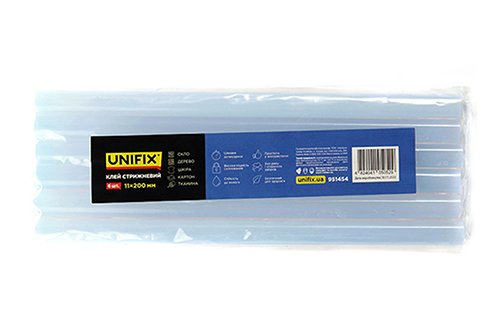 Клей стержневой прозрачный 11.0х200мм 6шт (пакет) UNIFIX