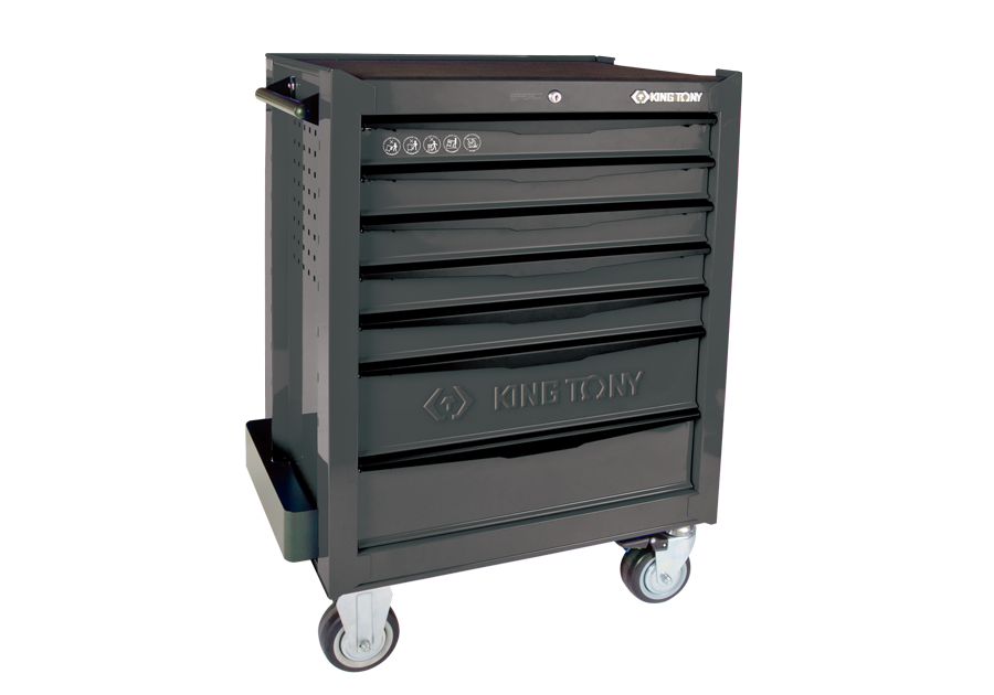 KING TONY Тумба инструментальная 7 полочная (каждая полка с фиксатором) Серая | 87934-7B-G