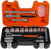 BAHCO S240AF Набор головок торцевых 6-гран. 1/2" 3/8-1.1/4; CrV сталь; чемодан; 23 шт.