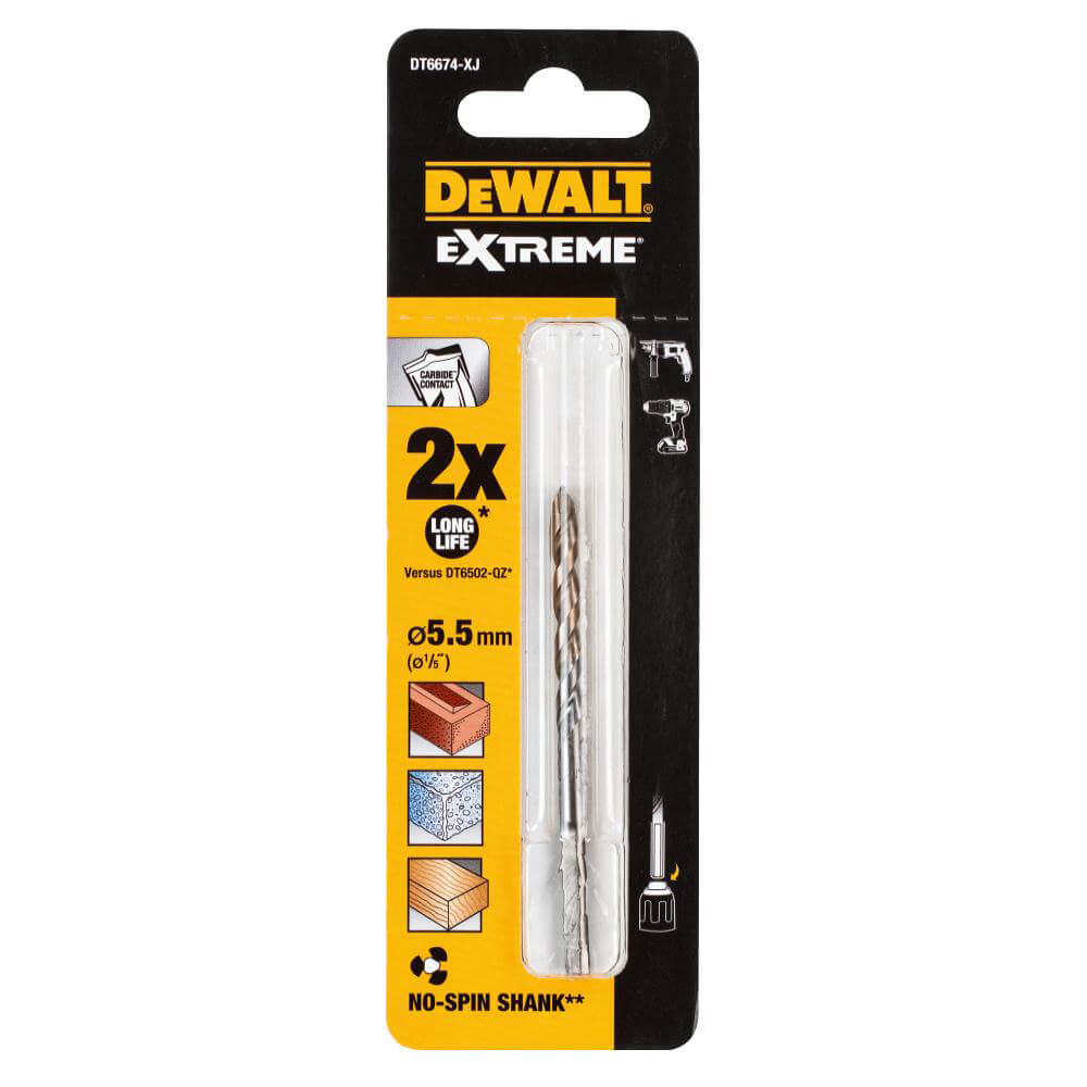 Свердло по бетону DEWALT EXTREME, Ø 5.5 мм, загальна85 мм, робоча50 мм, 1 шт | DT6674