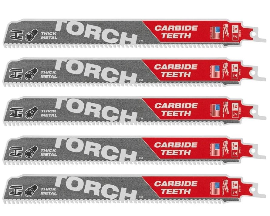 MILWAUKEE Полотно для шаб. пили TORCH CARBIDE , 230мм/ крок зуба 3,6мм, (5шт), (метал) | 48005502