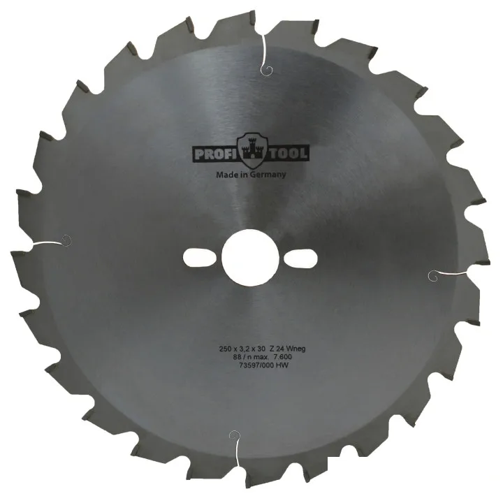 Диск пильный по дереву 250х3.2х2.2х30 мм, Z=24, форма зуба Wneg (ATBneg), поперечный рез PROFITOOL