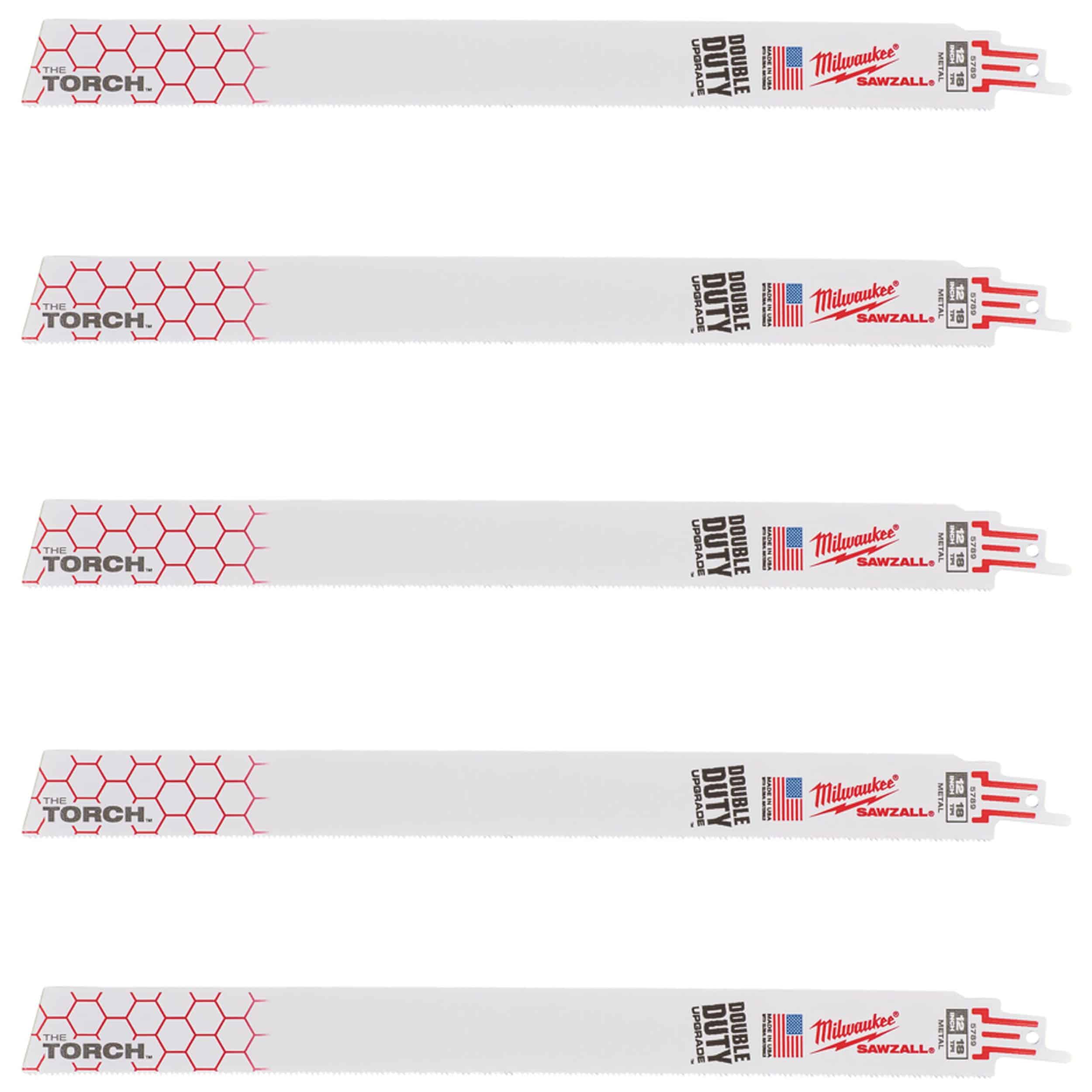 MILWAUKEE Полотно для шаб. пили TORCH , 300мм/ крок зуба 1,8мм, (5шт), (метал) | 48005789