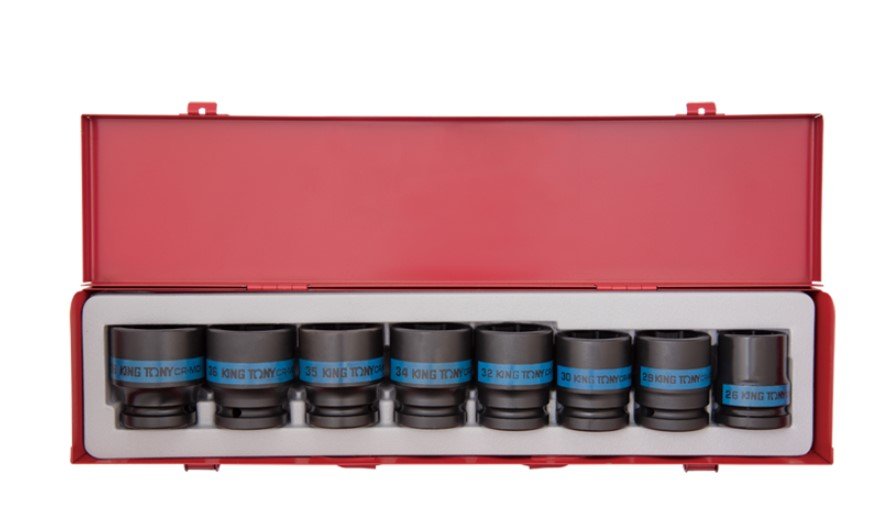 KING TONY Набор головок ударных 3/4" 8 ед. 6-ти гранные, 21-41мм | 6409MP03