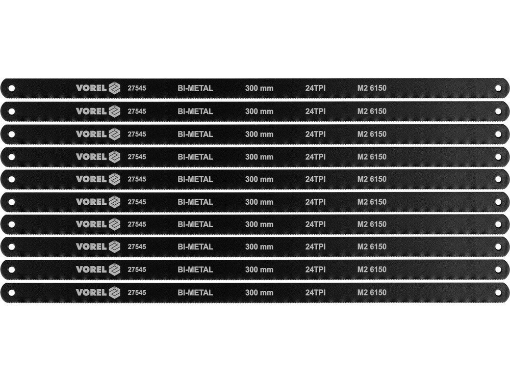 Полотно різал до ножівки по металу BI-мет VOREL М2 CrV6150, 300х12,6х0,65 мм, 24 зуби/1" паков. 10шт