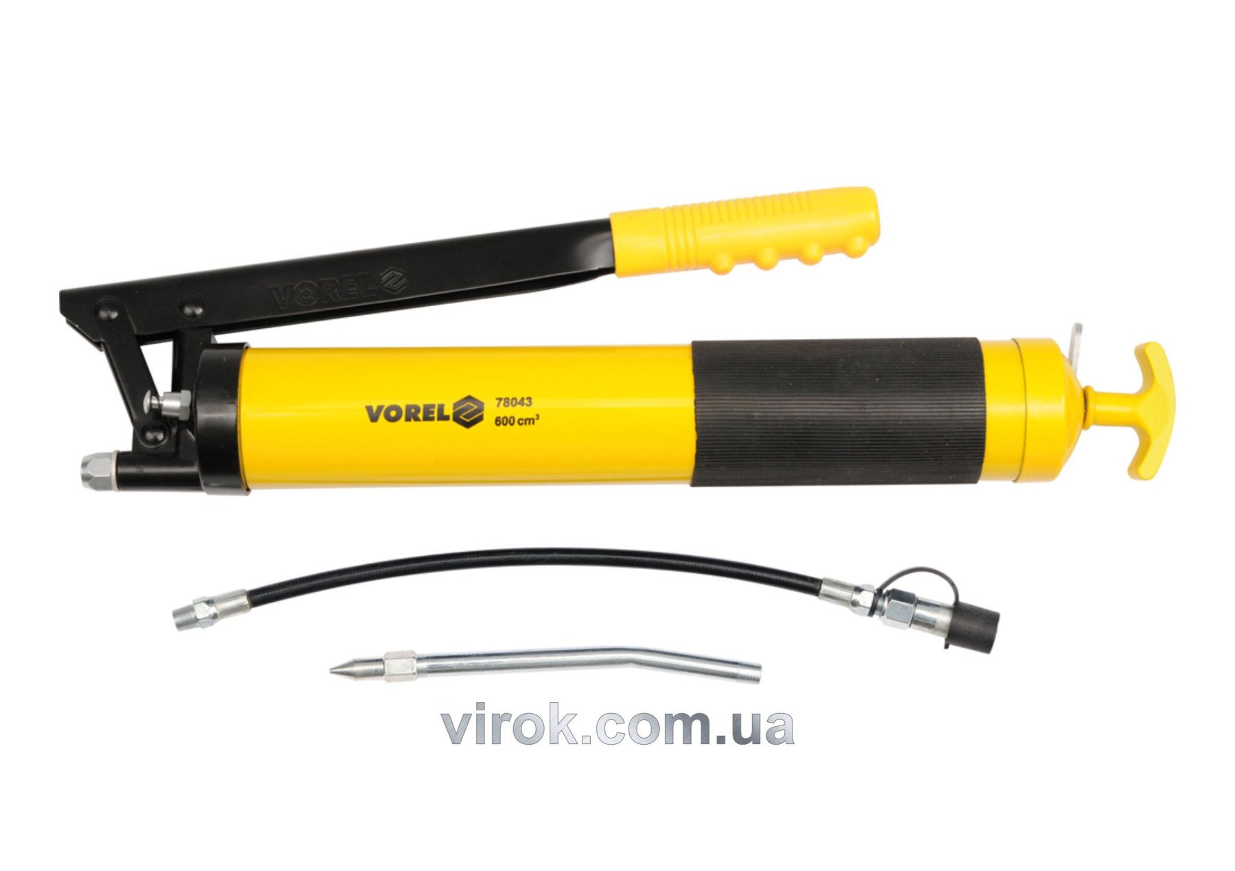 VOREL Шприц мастильний , V= 600 см³, 41-69 MPa. з гнучкою і жорсткою трубками  | 78043