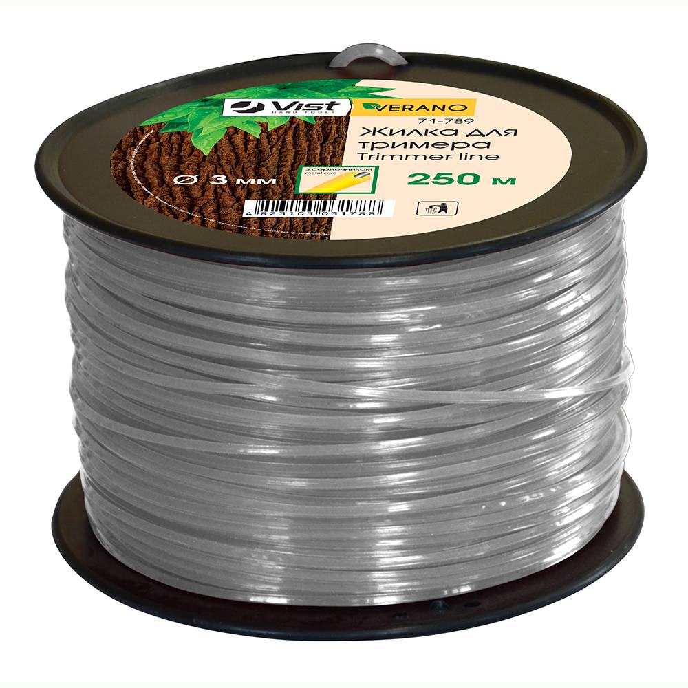 Жилка для тримера з металевим сердечником, кругла 150м, 3мм, в бобіні VERANO | 71-789