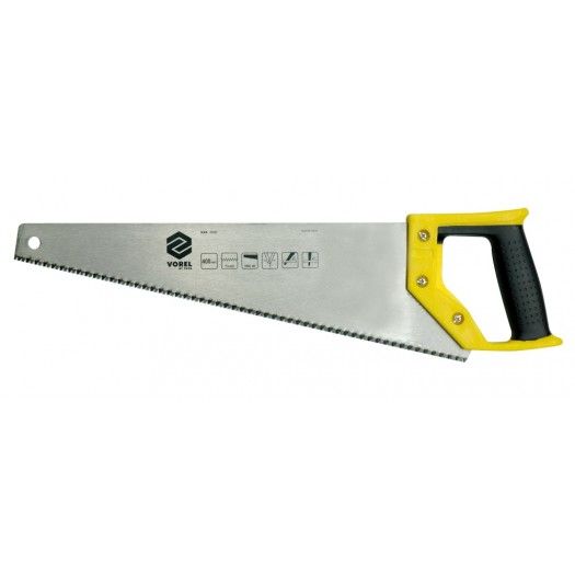 VOREL Ножівка по дереву : L= 400 мм, W= 1 мм, Пластмасова ручка,Твердість 48 HRC, 7 зуб/1"  | 28380
