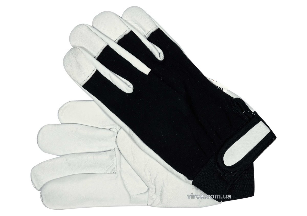 YATO Рукавиці робочі біло-чорні YATO : бавовна + шкіра, розмір 10  | YT-74640
