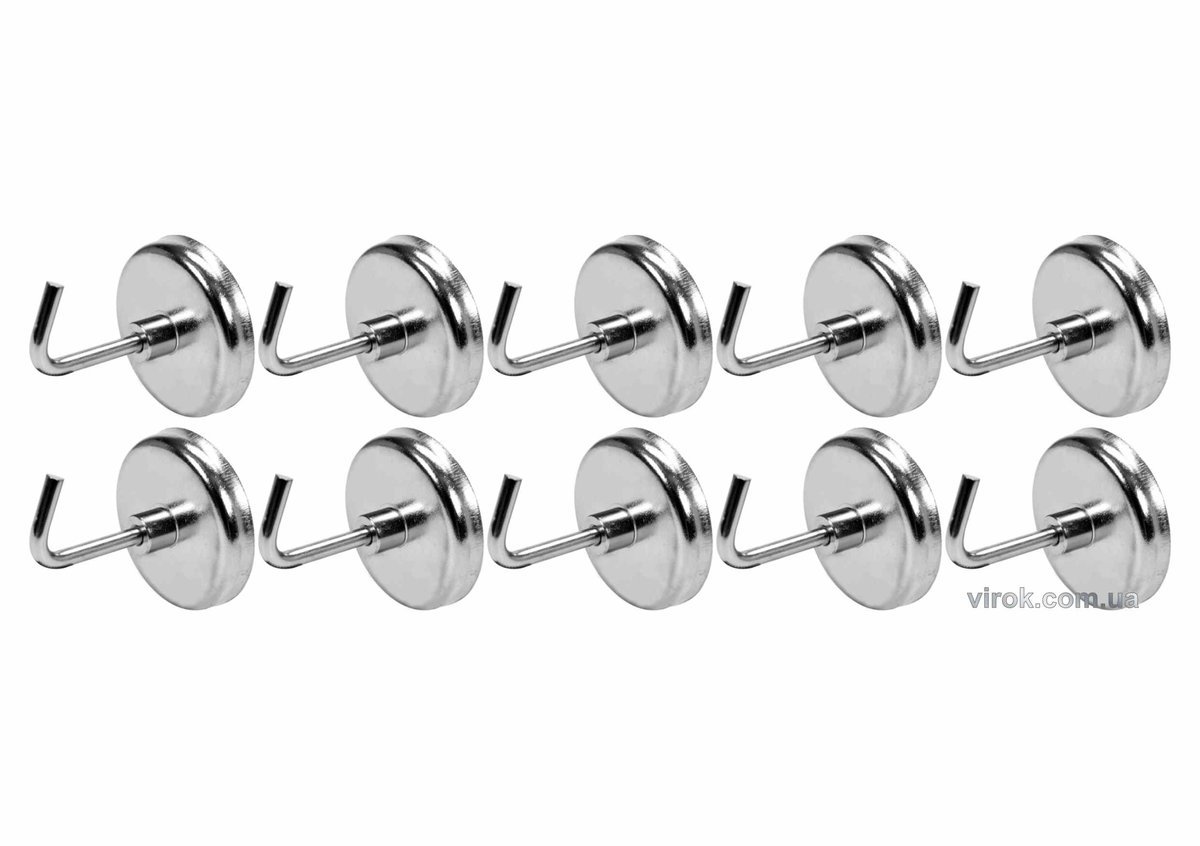 YATO Гачки магнітні YATO з основою Ø= 35 мм, стержні l= 30 мм, 10 шт.  | YT-08690