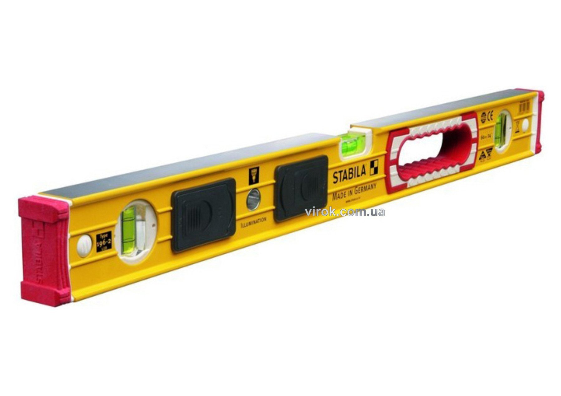 STABILA Рівень Type 196-2 LED : L= 60 cм, 3 капсули, підсвітка, надміцний | 17392